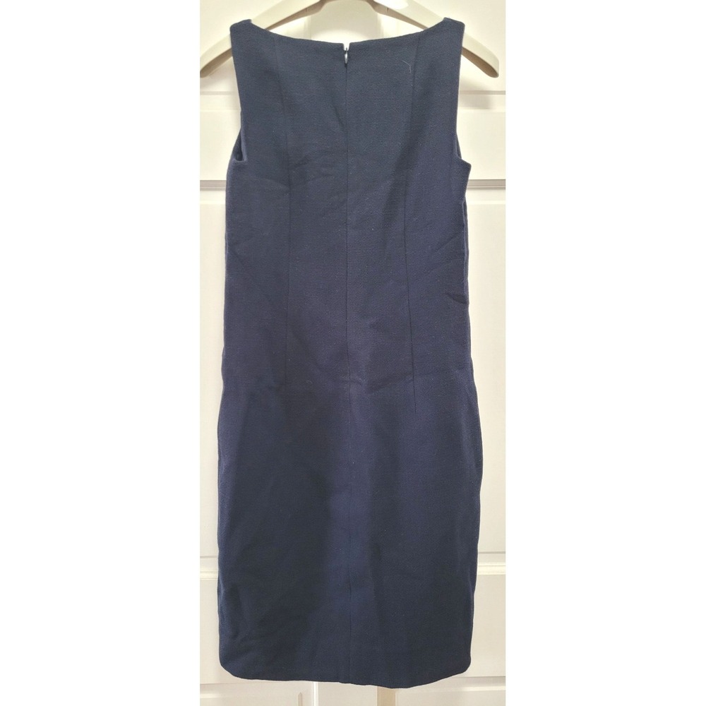 AKRIS Women's 100% Virgin Wool Sleeveless Sheath Dress - Navy - Size US 4 - Picture 2 of 4
